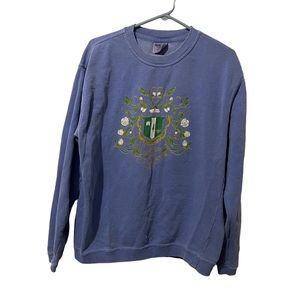 Comfort Colors Sweater Women Small Blue Cotton Heavyweight Pullover Casual‎